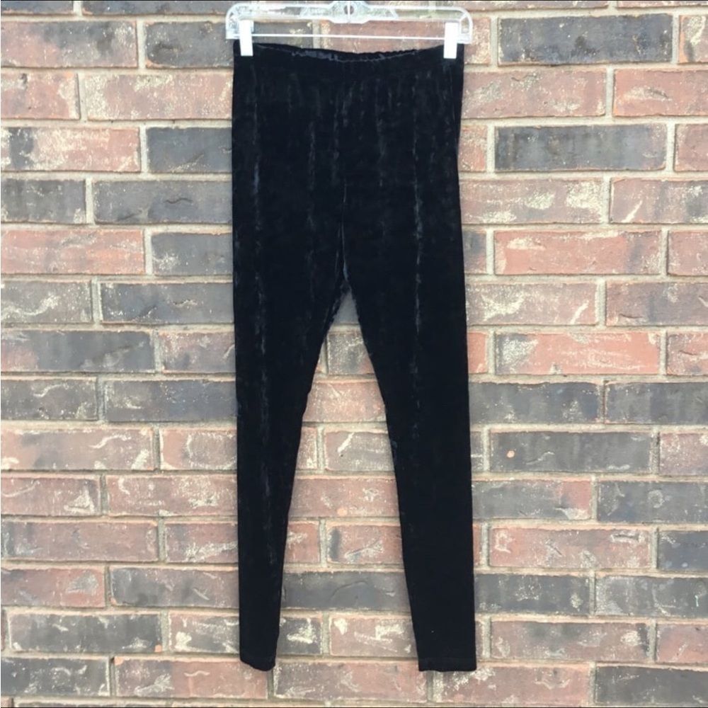 Black velvet stretchy leggings witchy witchcore dark fairy goth waist 26"-28" S